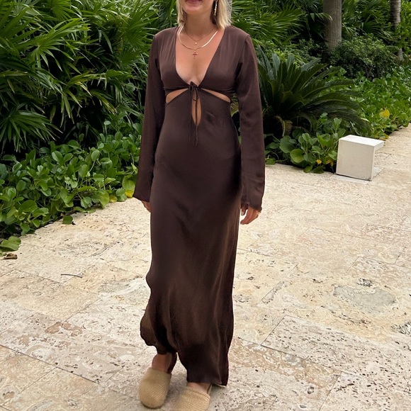Silk brown dress - Picture 1 of 6